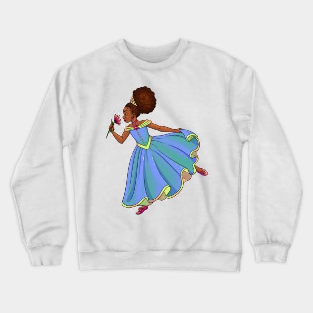 Black Princess Girl Design Crewneck Sweatshirt by kiraJ